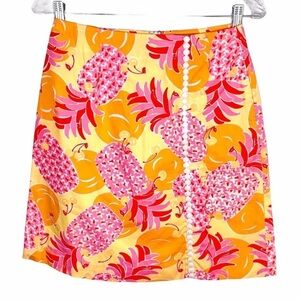 Lilly Pulitzer Pink Pineapple Printed Skirt Sz 2